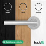 Olbia Satin Nickel Lever on Rose Door Handle Pack - 64mm Latch - tradefit - 8