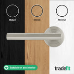 Olbia Satin Nickel Lever on Rose Door Handle Kit - 80mm Euro Sashlock and Thumbturn Cylinder - Master Keyed - tradefit - 8