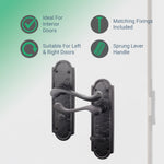 Ashtead Antique Black Iron Door Handle Pack - 80mm Bathroom Lock - 76mm Hinges - tradefit - 2