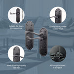 Ashtead Antique Black Iron Door Handle Pack - 80mm Bathroom Lock - 76mm Hinges - tradefit - 4