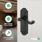 Ashtead Antique Black Iron Door Handle Pack - 64mm Latch - 76mm Hinges - tradefit - 4