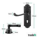 Ashtead Antique Black Iron Door Handle Pack - 64mm Sashlock - tradefit - 2