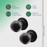 Tudor Black Iron Mortice/Rim Door Knob Kit - 76mm Bathroom Deadbolt & Latch - 76mm Hinges - tradefit - 2