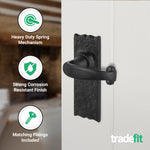 Black Iron Lever Door Handles on Backplate Traditional Canterbury Pattern Latch Pack - 155x52mm - 64mm Latch x 76mm Hinges - Black Antique Iron - tradefit - 4