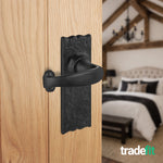 Black Iron Lever Door Handles on Backplate Traditional Canterbury Pattern Latch Pack - 155x52mm - 76mm Latch x 76mm Hinges - Black Antique Iron - tradefit - 6