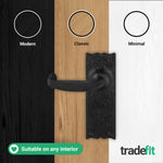 Black Iron Lever Door Handles on Backplate Traditional Canterbury Pattern Latch Set - 155x52mm - Black Antique Iron - tradefit - 5