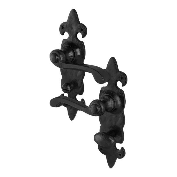 Fleur De Lys Antique Black Cast Iron Lever Door Handles - Bathroom - tradefit - Featured Image