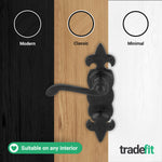Fleur De Lys Antique Black Cast Iron Lever Door Handle Pack - 80mm Bathroom - tradefit - 7