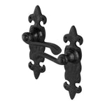 Fleur De Lys Antique Black Cast Iron Lever Door Handles - Latch - tradefit - 1