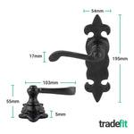 Fleur De Lys Antique Black Cast Iron Lever Door Handle Pack - 76mm Latch - tradefit - 2