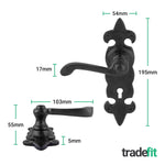 Fleur De Lys Antique Black Cast Iron Lever Door Handle Pack - 3 Lever Sashlock - tradefit - 2