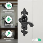 Fleur De Lys Antique Black Cast Iron Lever Door Handle Pack - 3 Lever Sashlock - tradefit - 4