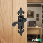 Fleur De Lys Antique Black Cast Iron Lever Door Handle Pack - 3 Lever Sashlock - tradefit - 6