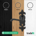 Fleur De Lys Antique Black Cast Iron Lever Door Handle Pack - 3 Lever Sashlock - tradefit - 7