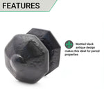 Hexagonal Centre Door Knob - 72mm - Black Antique Iron - tradefit - 3