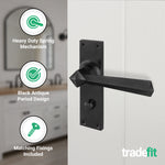 Tudor Antique Black Iron Lever Door Handle Pack - 80mm Bathroom - tradefit - 4