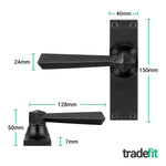 Tudor Antique Black Iron Lever Door Handle Pack - 80mm Latch - tradefit - 2