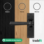 Tudor Antique Black Iron Lever Door Handle Pack - 80mm Latch - tradefit - 7
