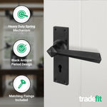 Tudor Antique Black Iron Lever Lock Door Handles - Keyhole - tradefit - 3