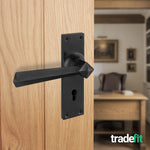 Tudor Antique Black Iron Lever Lock Door Handles - Keyhole - tradefit - 4
