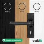 Tudor Antique Black Iron Lever Door Handle Pack - 80mm Sashlock - tradefit - 7