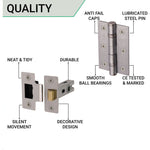 Satin Lever on Backplate Latch Kit / Pack Zeno Design - 66mm Latch - 76mm Hinges - Satin Chrome - tradefit - 5