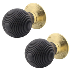 Beehive Ebony Black Wooden Mortice/Rim Door Knob - tradefit