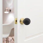 Beehive Ebony/Brass Wooden Mortice/Rim Door Knob Kit - 76mm Latch - tradefit - 5