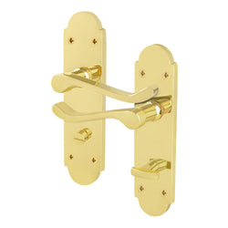 Victorian Rectory Polished Brass Lever Door Handles - Bathroom - tradefit