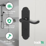 Victorian Rectory Black Door Handle Pack - 80mm Bathroom Lock - tradefit - 4