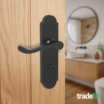 Victorian Rectory Matt Black Lever Door Handle Pack - 64mm Bathroom Lock - tradefit - 6