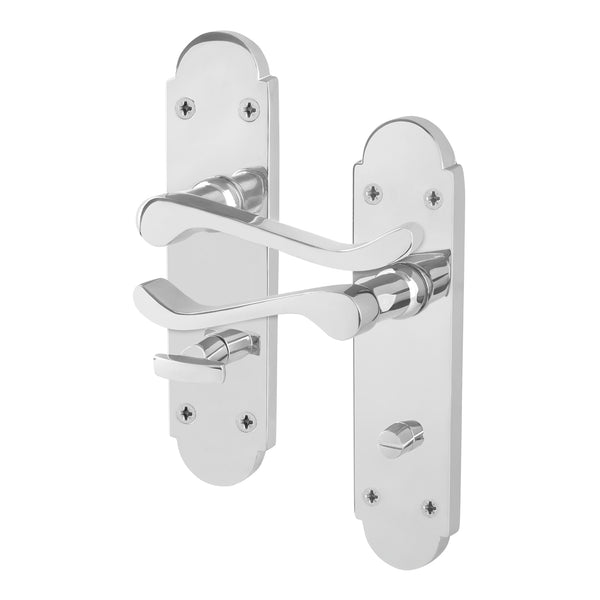 Victorian Rectory Polished Chrome Lever Door Handles - Bathroom - tradefit - Featured Image
