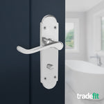 Victorian Rectory Polished Chrome Lever Door Handle Pack - 80mm Bathroom Lock - tradefit - 6