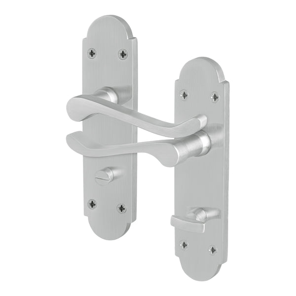 Victorian Rectory Satin Chrome Lever Door Handles - Bathroom - tradefit - Featured Image