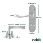 Victorian Rectory Satin Chrome Lever Door Handles - Bathroom - tradefit - 2