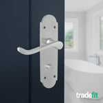 Victorian Rectory Satin Chrome Lever Door Handles - Bathroom - tradefit - 4
