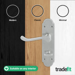 Victorian Rectory Satin Chrome Lever Door Handle Pack - 80mm Bathroom Lock - tradefit - 7