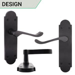 Victorian Rectory Black Lever Door Handle Pack - 64mm Latch - 76mm Hinges - tradefit - 2