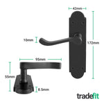 Victorian Rectory Matt Black Lever Door Handle Pack - 76mm Latch - 76mm Hinges - tradefit - 2