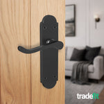 Victorian Rectory Matt Black Lever Door Handle Pack - 76mm Latch - 76mm Hinges - tradefit - 6
