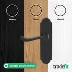 Victorian Rectory Matt Black Lever Door Handle Pack - 76mm Latch - 76mm Hinges - tradefit - 7