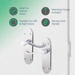Victorian Rectory Polished Chrome Lever Door Handle Pack - 64mm Latch - 76mm Hinges - tradefit - 3