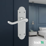 Victorian Rectory Satin Chrome Door Handle Pack - 78mm Latch - 76mm Hinges - tradefit - 6
