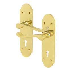 Victorian Rectory Polished Brass Lever Lock Door Handles - Keyhole - tradefit