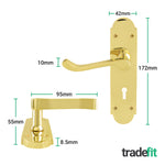 Victorian Rectory Polished Brass Lever Lock Door Handles - Keyhole - tradefit - 2