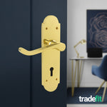 Victorian Rectory Polished Brass Lever Lock Door Handles - Keyhole - tradefit - 4