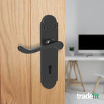 Victorian Rectory Matt Black Lever Lock Door Handles - Keyhole - tradefit - 4