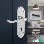 Victorian Rectory Polished Chrome Lever Lock Door Handles - Keyhole - tradefit - 4