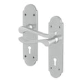 Victorian Rectory Satin Chrome Lever Lock Door Handles - Keyhole