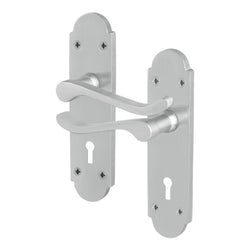 Victorian Rectory Satin Chrome Lever Lock Door Handles - Keyhole